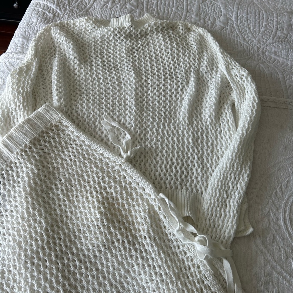White crochet swim cover up set
